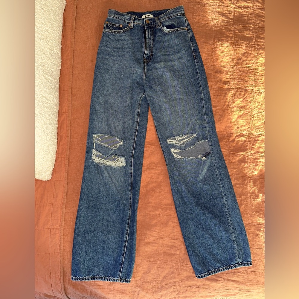 Lovers + Friends Wide Leg Distressed Denim